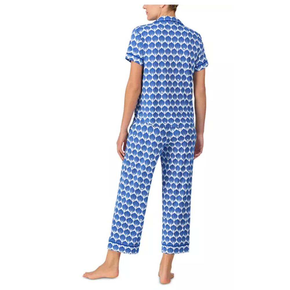 Kate Spade New York Seashell Print Pajama Set Large Blue White Button Up Pants - Picture 10 of 10